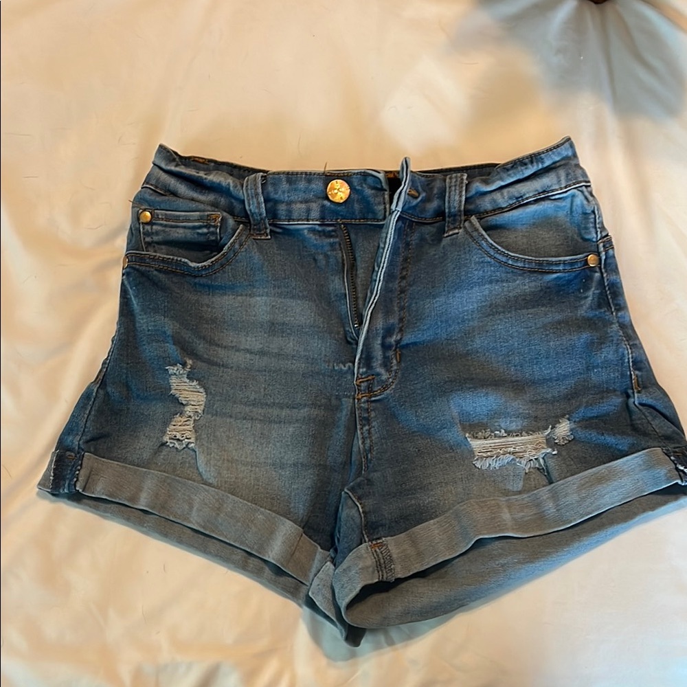 Kendall & Kylie Blue Distressed Jean Shorts